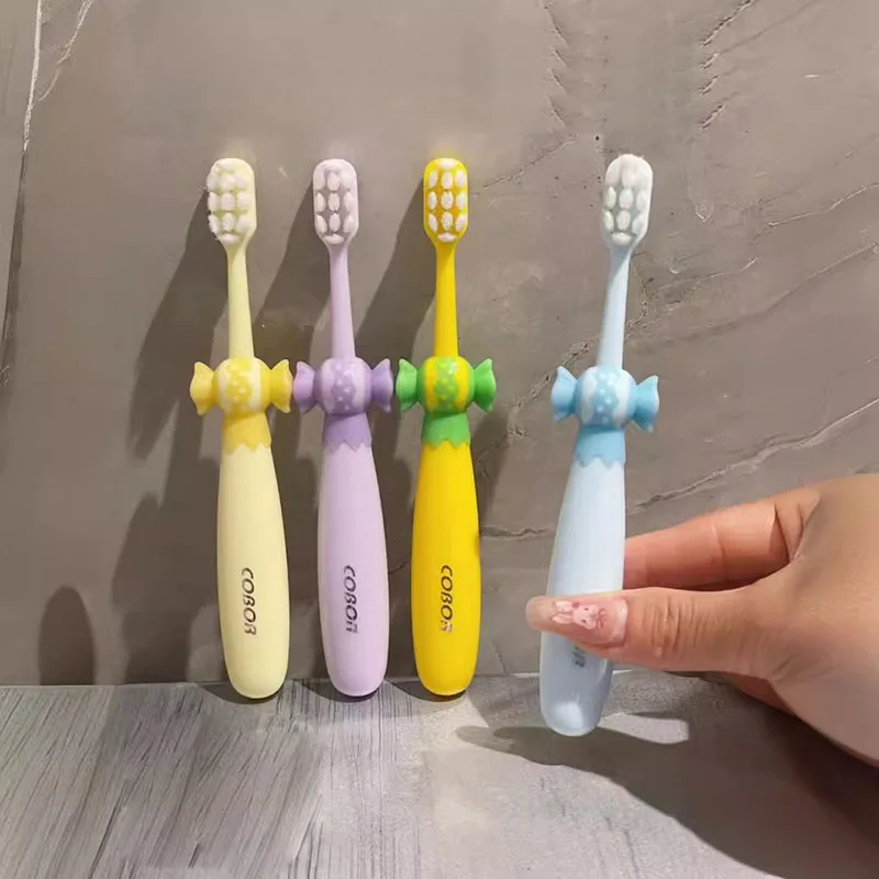 

4 Pcs/suit Candy Children Toothbrush Tooth Protection Soft Fur Brush Cute Cartoon Anti Slip Grip Handle Suitable Aged 2-12 Kids