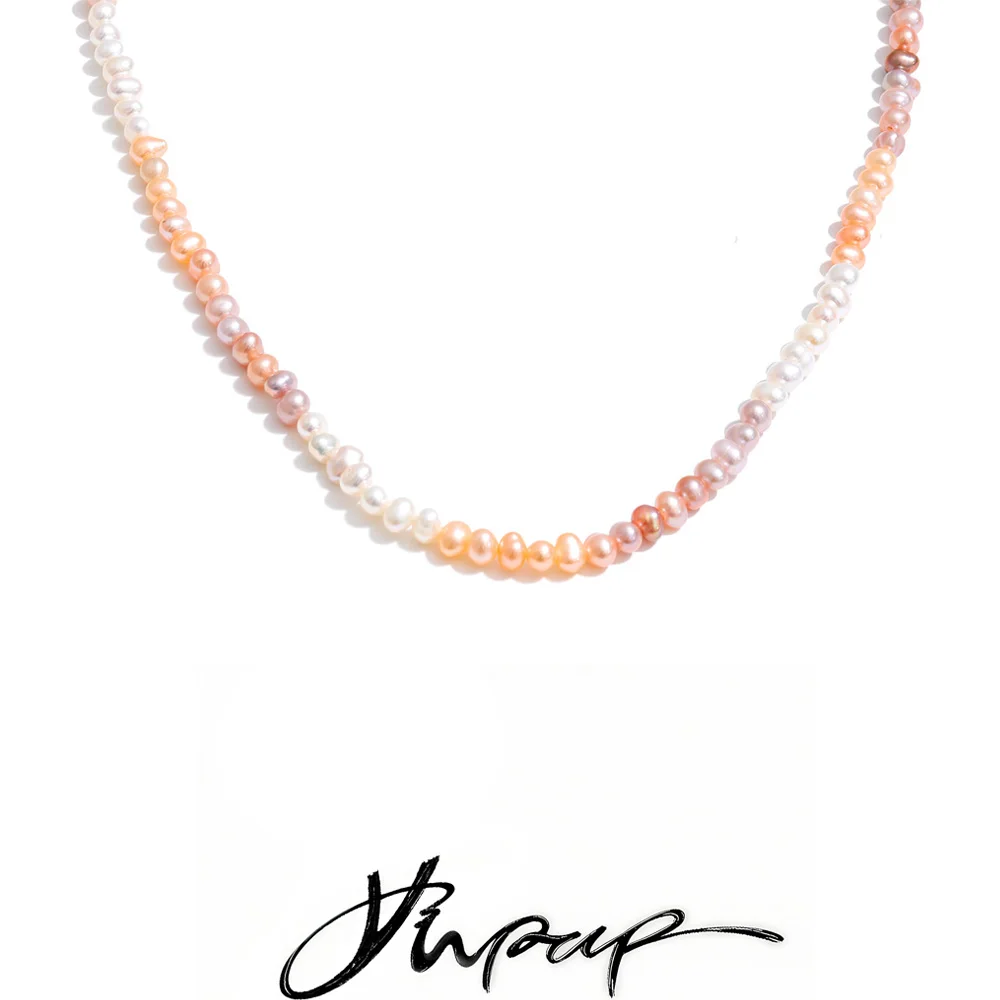 Yhpup Gift Luxury Natural Freshwater Pearl Beads Chain Handmade Necklace High Quality for Mother Sister Classic Basic Jewelry
