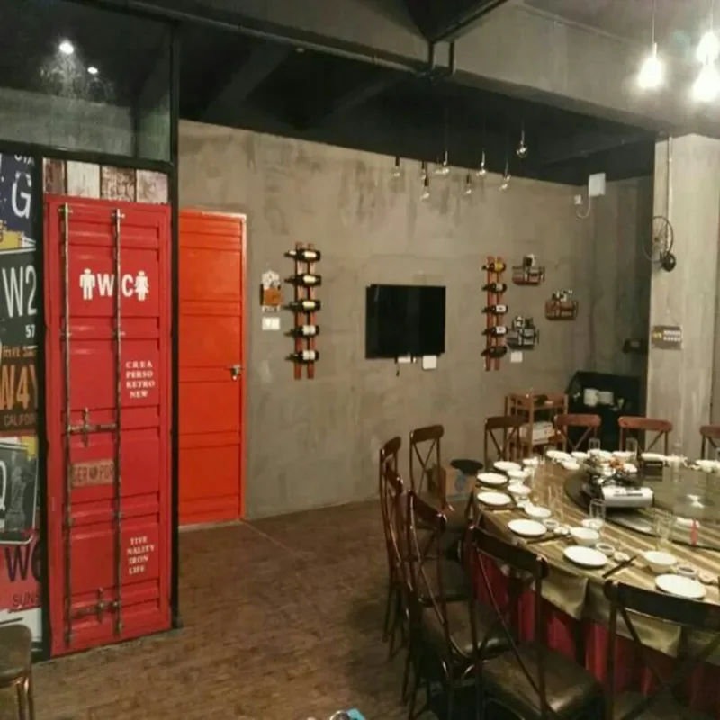 Wrought Iron Container Door Retro Old Restaurant KTV Decorative American Creative Loft Industrial Style Metal Door for Home