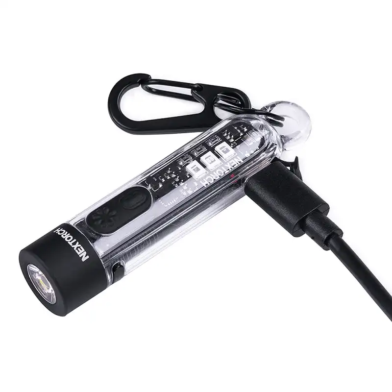 Imagem -05 - Nextorch-mini Edc Led Chaveiro Lanterna Usb Tipo-c Recarregável Tocha de Bolso com Clip Branco Vermelho Azul Luz uv K40 700 Lumens