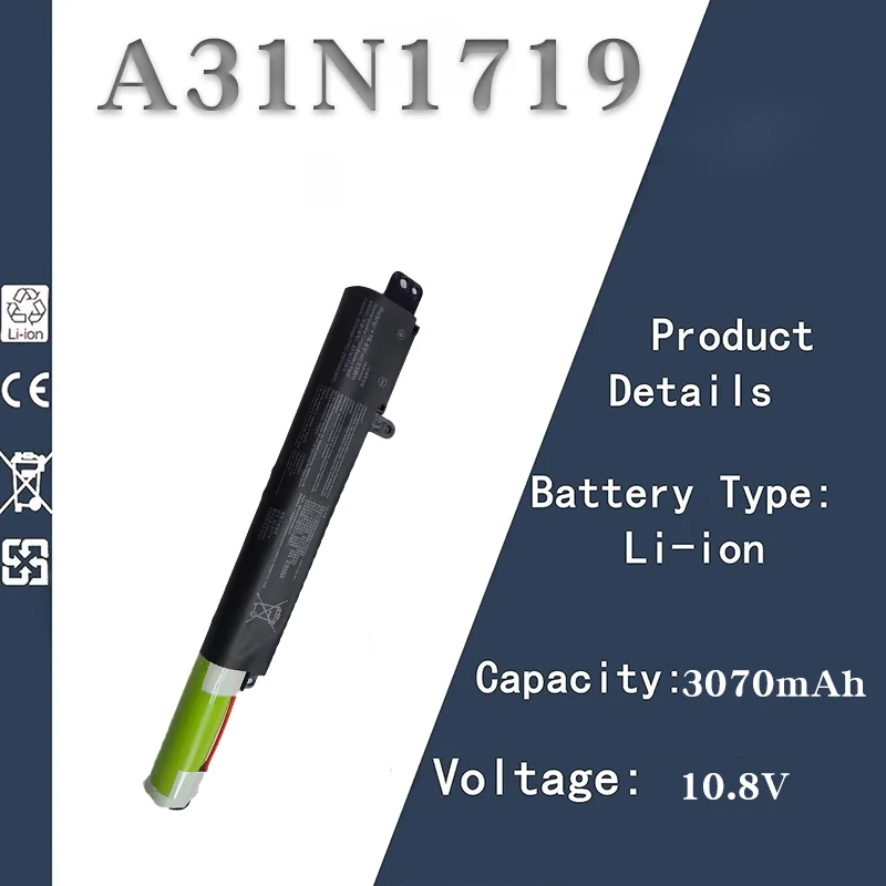 

10,8 В, 3070 мАч, 3-элементный совместимый аккумулятор для ноутбука ASUS A31N1719 Y4000U/Y5000U A407U/A507U X407UA