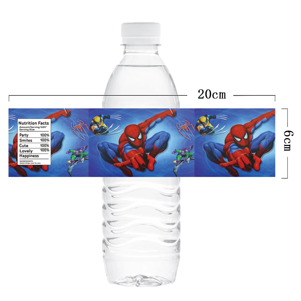 10 pezzi Avengers supereroe etichetta bottiglia d'acqua decorazione di compleanno Spider Man adesivo impermeabile baby shower festa per bambini suppl