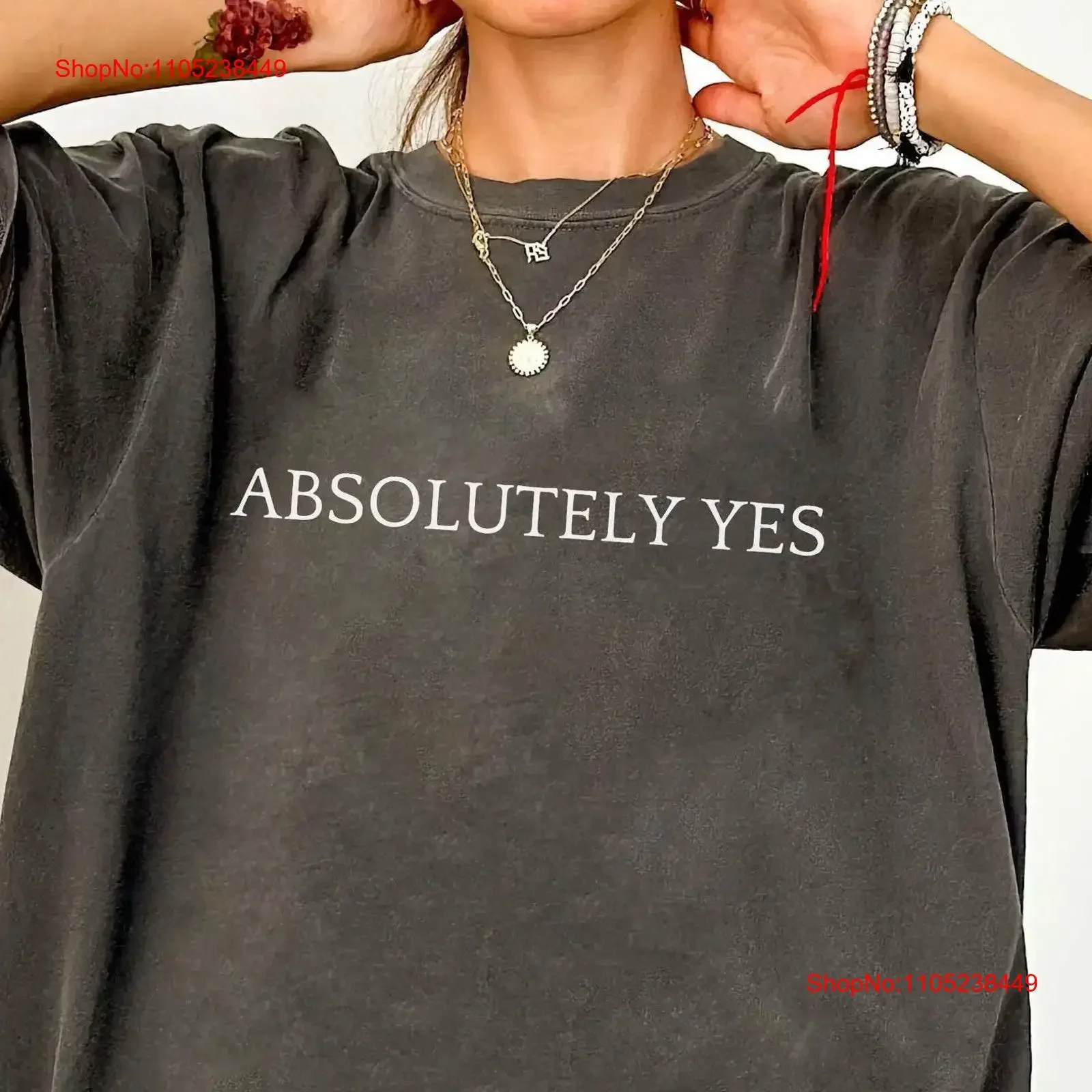 Absolutely Yes T Shirt Empowering Minimalist Quote Modern Apparel for Confidence Positivity Motivational Her vintage Washed