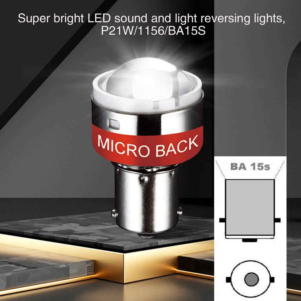1 Piece of Ultra-Bright Led Sound and Light Reversing Light, P21W/1156/Ba15S Base. This Product Replaces the Original Reversing Light, Effectively Warning People Behind the Vehicle When Reversing. It Is a Led Light Replacement Product with P21W/1156/Ba15S Interface, Suitable for 12V Systems, Providing a 105-Decibel Warning Sound When Reversing to Ensure Safety.