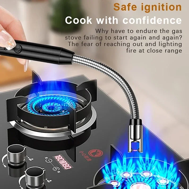 Arc Flameless Plasma Lighter Electric Lighter Candle BBQ Gas Stove Ignition Gun Camping USB Rechargeable Windproof Kitchen