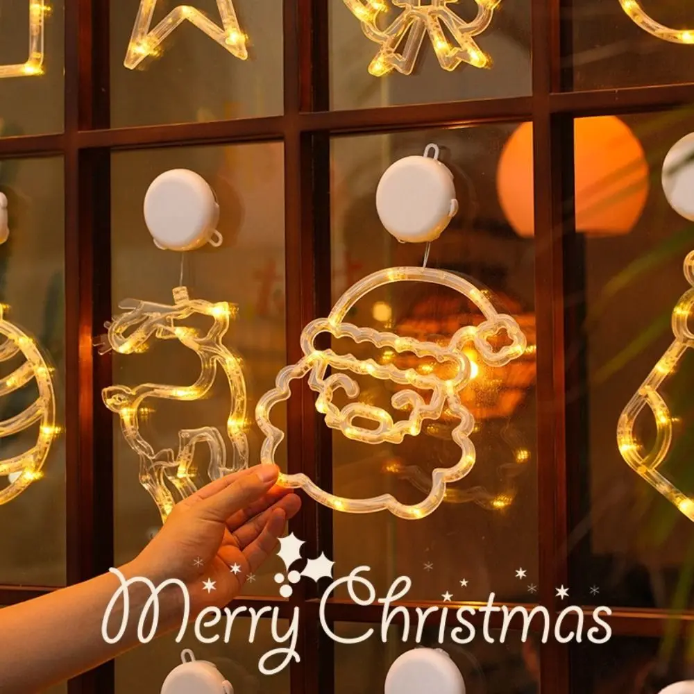 Warm Light Christmas LED Light LED Decorative Lamp Battery Operated Santa Hanging Ornaments Hanging Design Suction Cup