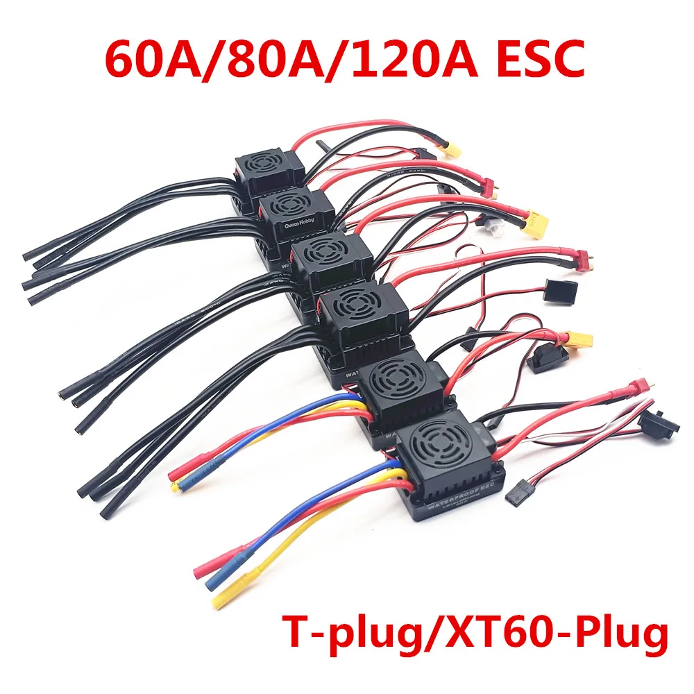 Upgrade Sensorless 60A 80A 120A S-80A S-120A Brushless ESC Electric Speed Controller with 5.5V / 3A BEC for 1/8 1/10 1:10 RC Car