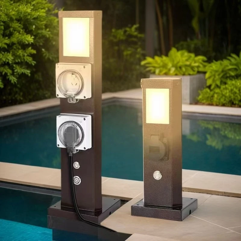 

304 stainless steel room outdoor waterproof socket column rainproof courtyard garden villa tram charging pile column