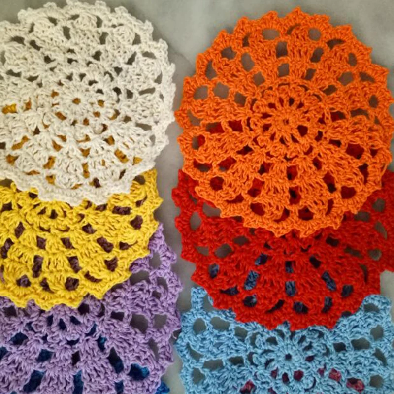 Hot Sale Lace Cotton Crochet Table Place Mat Pad Cloth Cup Mug Doily Drink Tea Coffee Coaster Christmas Placemat Dining Kitchen