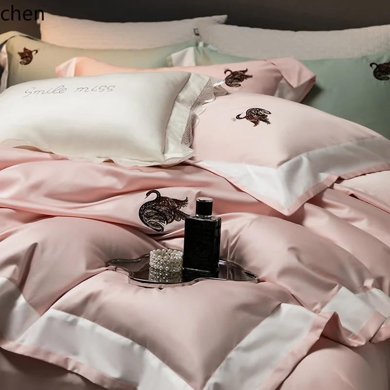H1A-class long-staple cotton four-piece set, 100% pure cotton, high-quality cotton bed sheet, fitted sheet, duvet cover, bedding 4