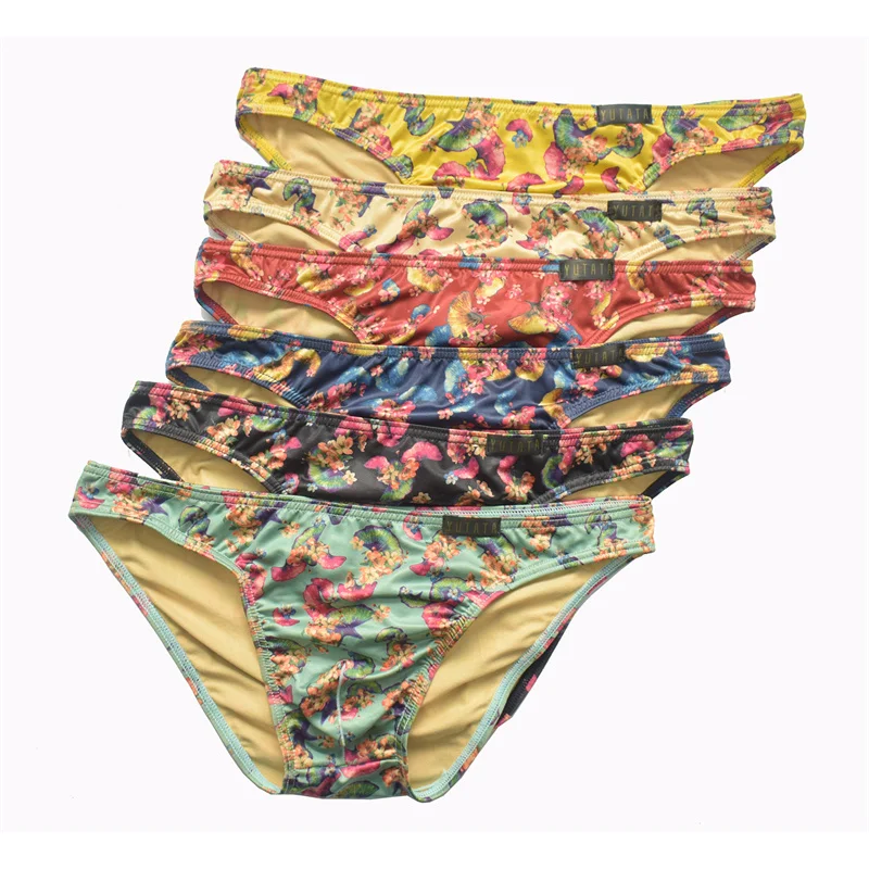 6PCS Mens Briefs Underwear Sexy Print U-convex Pouch Men Low Waist Underpants Tangas Hombre Ropa Interior Sexy Men Homewear