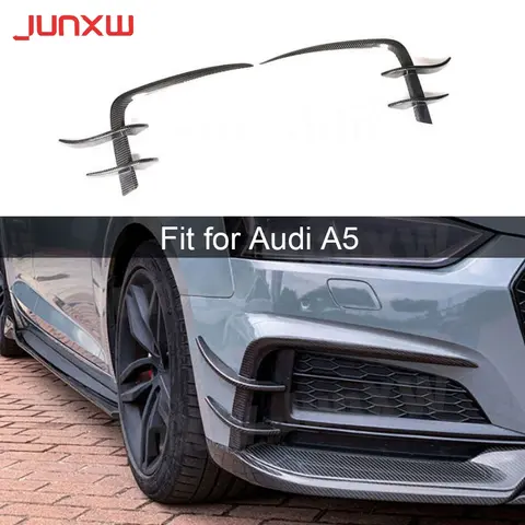 탄소 섬유 앞 범퍼 에어 벤트 몰딩 트림 카나드 핀 Audi A5 Sline S5 2017-2019 바디 키트 FRP 자동차 액세서리