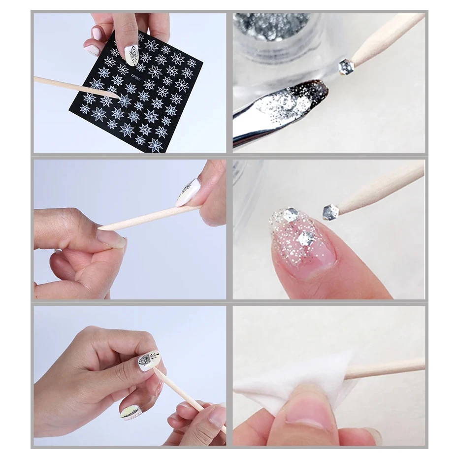 50/100 pz Spingicuticole in Legno d'Arancio per Nail Art, Rimozione Strass e Dotting, Strumenti per Manicure e Pedicure