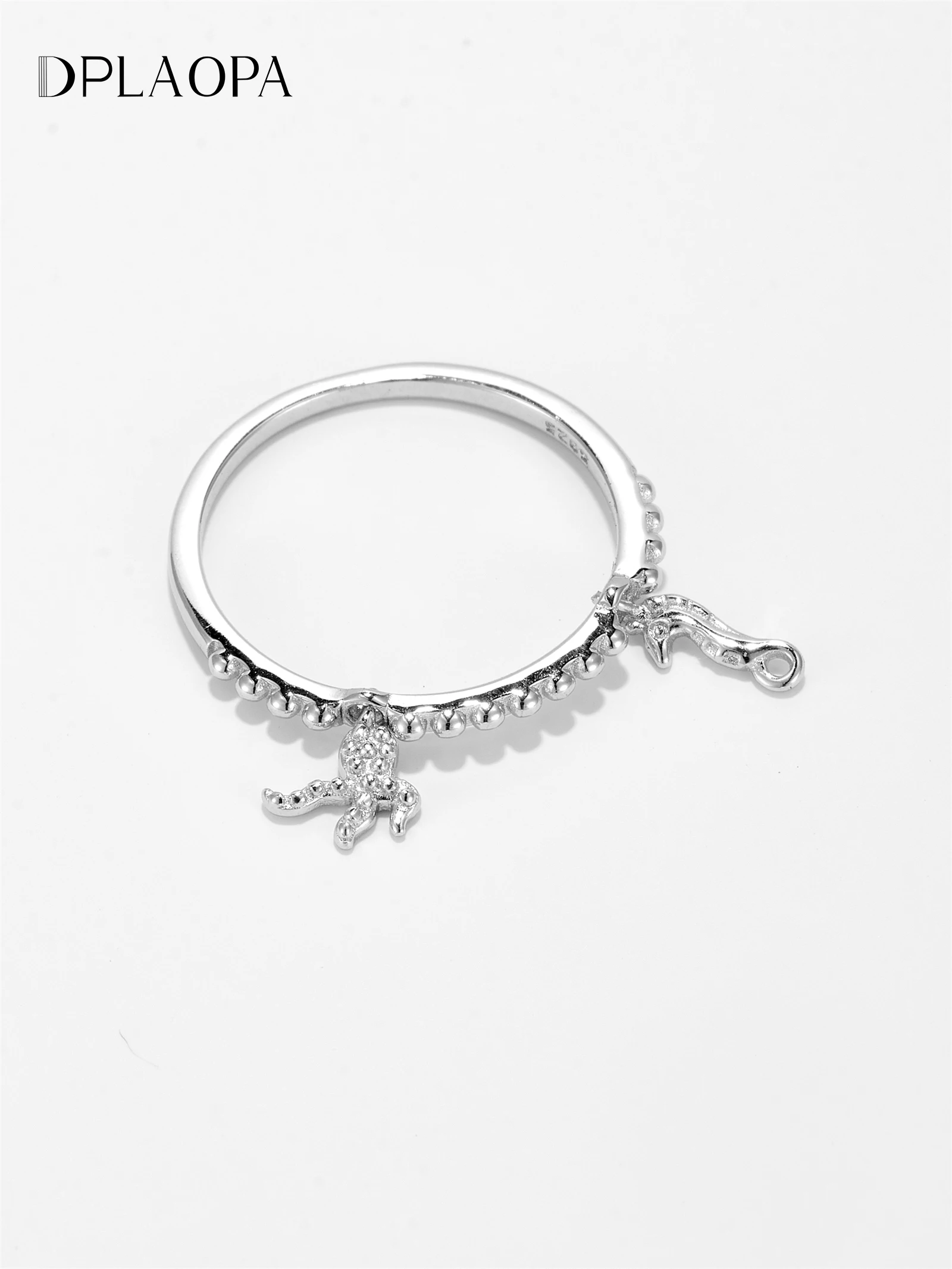 DPLAOPA New 100% 925 Sterling Silver Plain Irregular Octopus Seahorse Ring Animal Women Fashion Fine Jewelry 2024 Rock Puk Gift