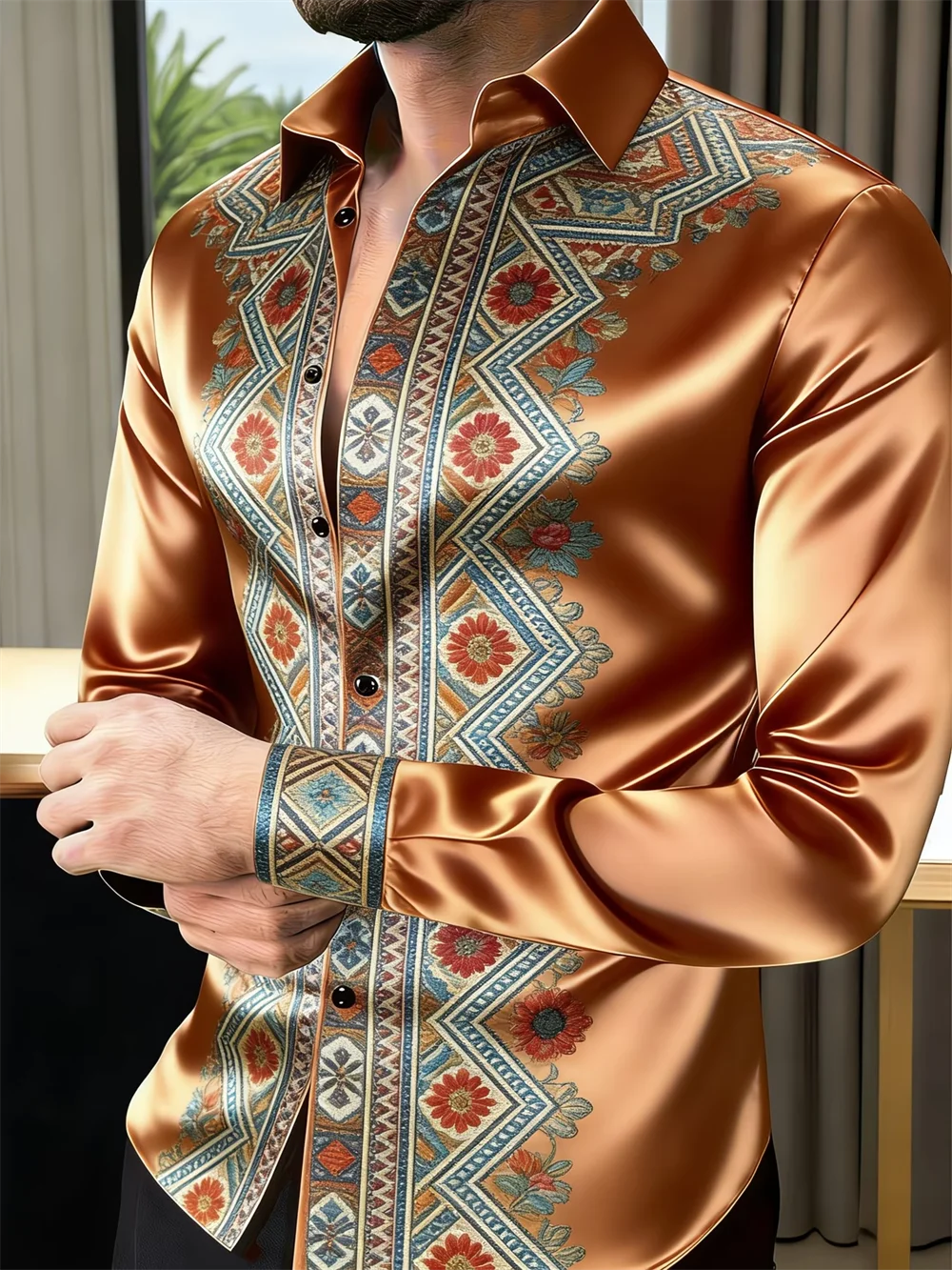 

Новая мужская рубашка с длинными рукавами и 3D-принтом в виде крыльев, с высококачественным узором, повседневная, с воротником.