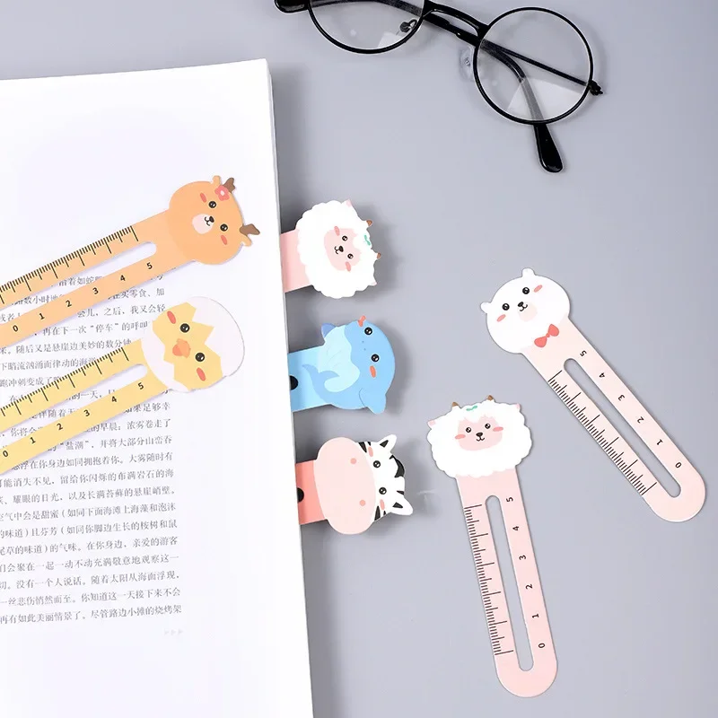 50pcs Cartoon Cute Animal Paper Bookmarks Card Suit Mini Ruler Bookmarks Markers Clip Student Creative Stationery Gift Awards