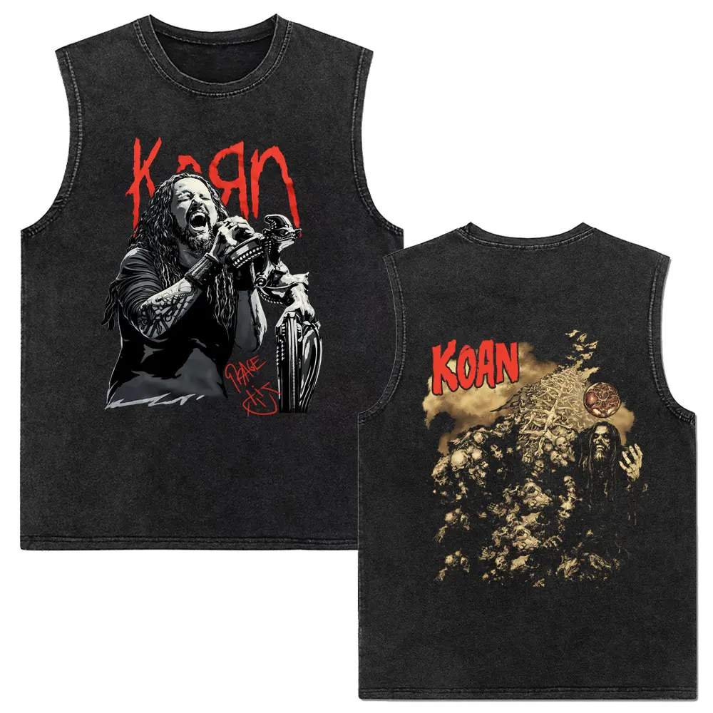 

Alternative Nu Metal Rock Band Korn Follow The Leader Vintage Washed Tank Tops T-shirt Men Gothic Punk Sleeveless Vest T Shirt