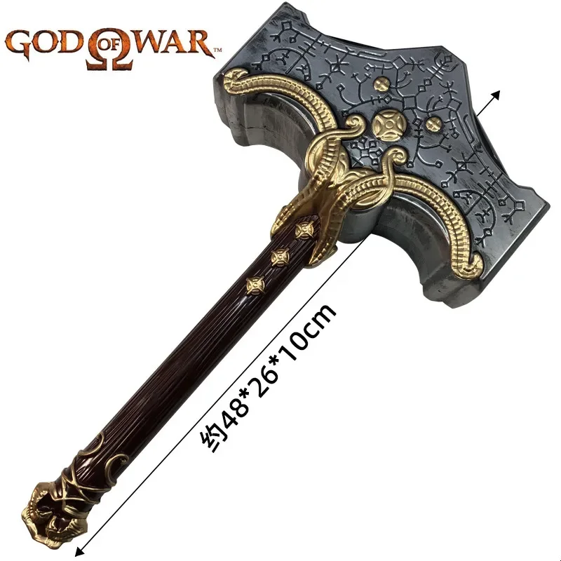 48cm Cosplay God of War Weapon Thor Hammer Chaos Blade Flame Tomahawk Thunder Hammer Prop Role Playing Ghost Beast Hammer PU