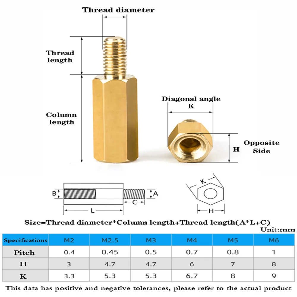 30Pcs M2*L+3mm M2.5/M3*L+6mm Hex head Brass Spacing Screws Threaded Pillar PCB Computer PC Motherboard StandOff Spacer