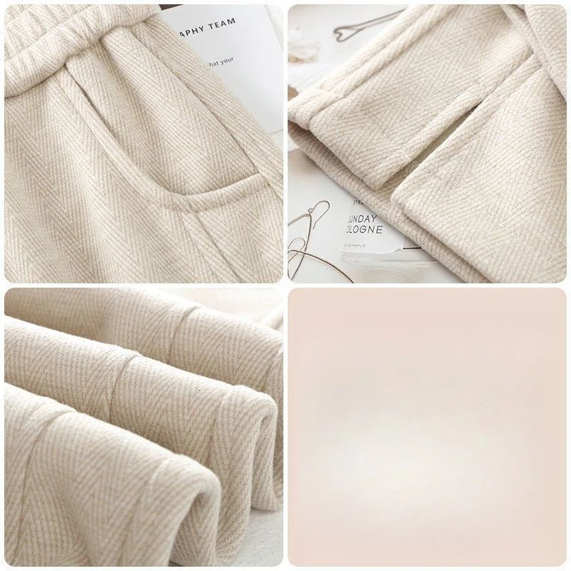 Automne hiver épaissir laine pantalon femmes Staight pleine longueur bureau dame côté fente pantalon taille haute pantalon costume décontracté pantalon