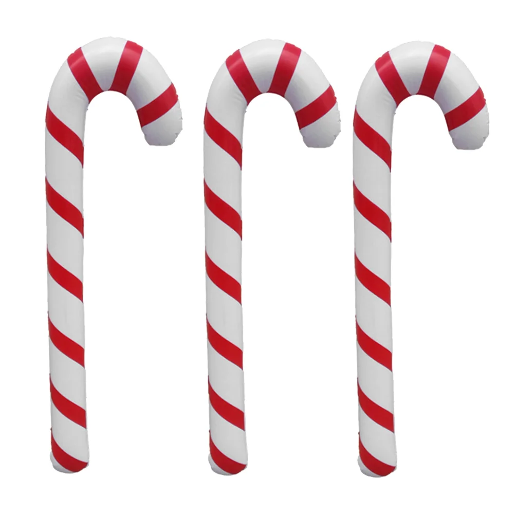 3 Pcs Christmas Hanging Candy Cane Inflation Walking Sticks Decorative Crutches