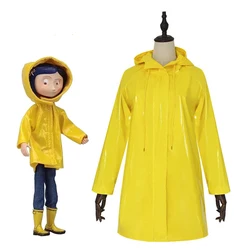 Anime Cartoon Movie Coraline Secret Door Cosplay Costume Coraline Wybie Lovat Coat Jacket Yellow Raincoat Halloween Dress Girl