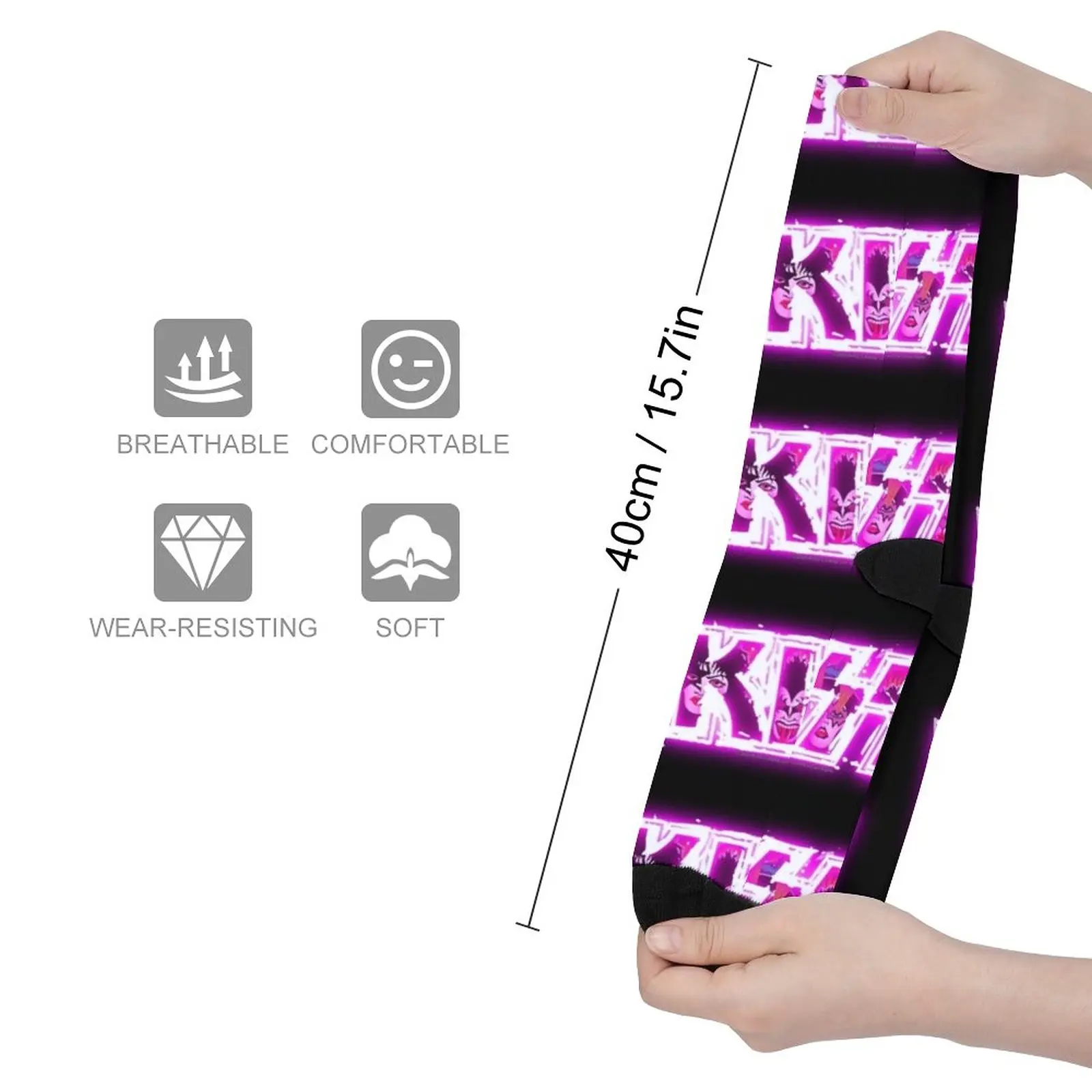 Beijo? Rock and Roll Over Scratch Music Band, Rosa Compressão Meias, Rugby Meias