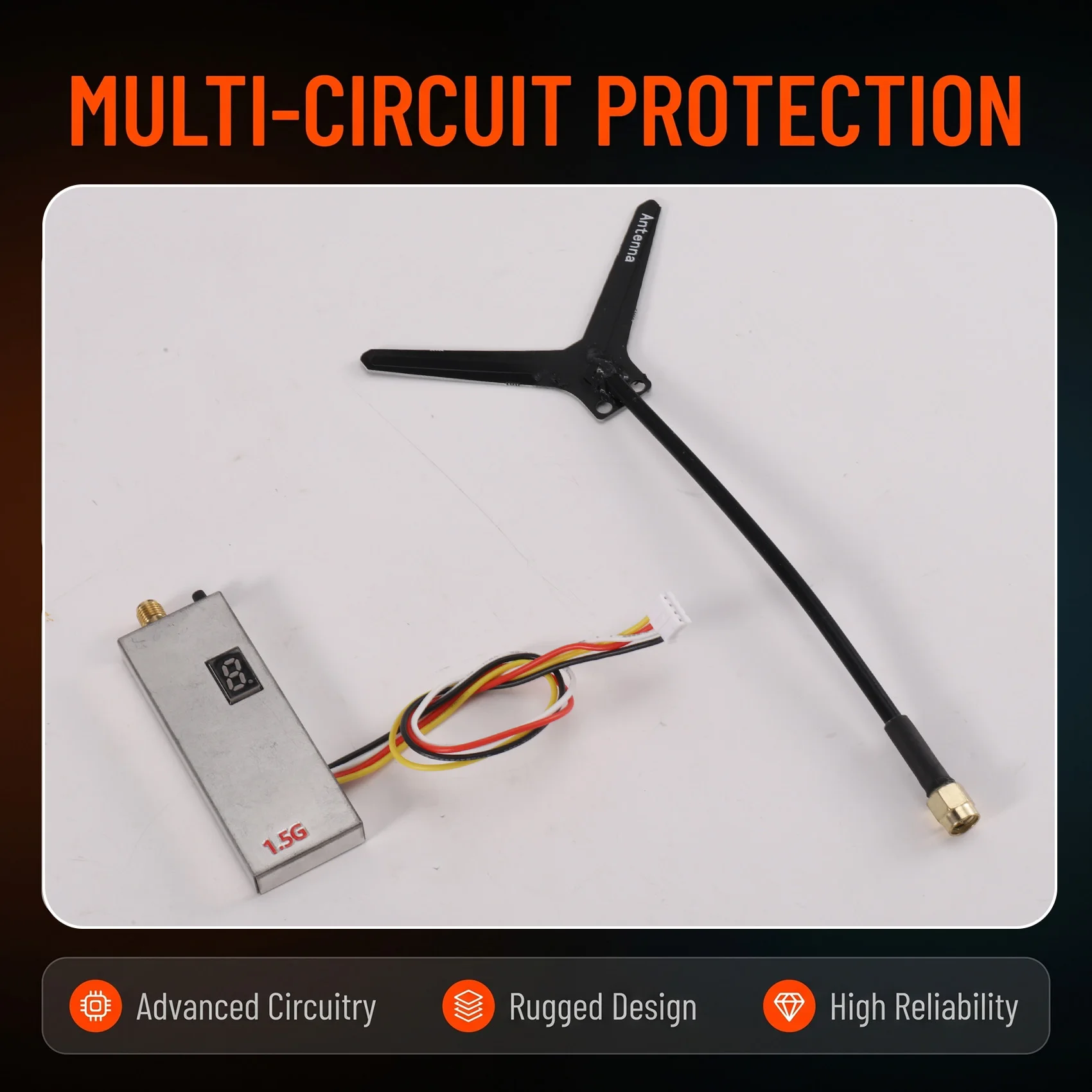 A63T-1.5G 2W FPV VTX+Y Type Antenna 12CH 2000Mw FPV Video Transmitter For FPV Long Range RC Drone