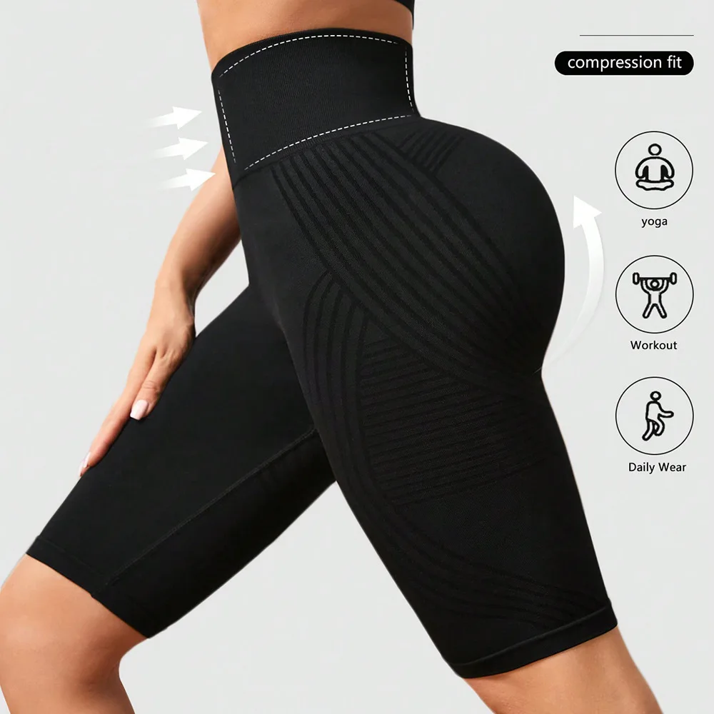 

Mileegirl Seamless Women Yoga Shorts High Elastic Waist Women Sports Leggings Hip Lift Sexy Lines Workout Running Bike Tights