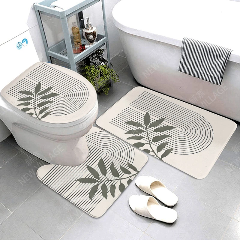 Anti-slip Bath Mat plant Bathroom Rug Shower Mat Decorative Absorbent Foot Mat Entrance Bathtub toilet rug boho Nordic leaf