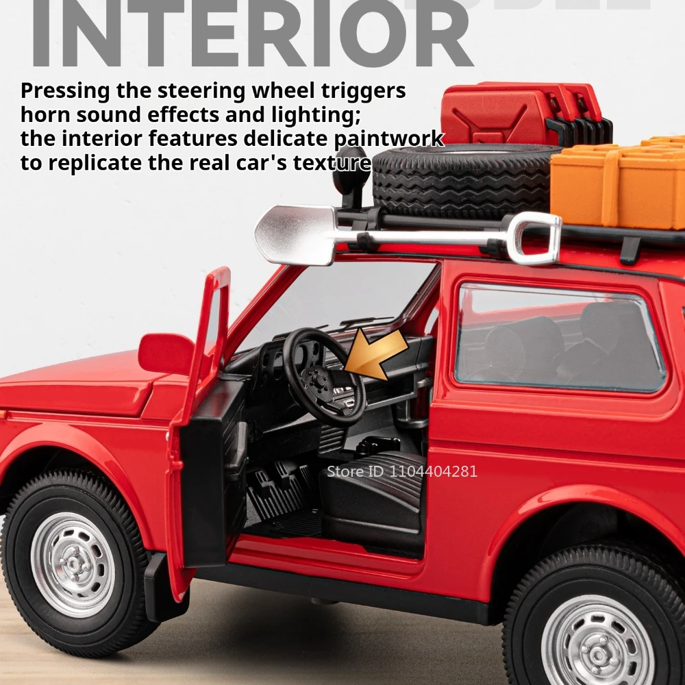 1:24 Lada Niva Land Rover Defender alliage moulé sous pression modèle jouets voiture roue avant direction son lumière retirer véhicule cadeau de noël