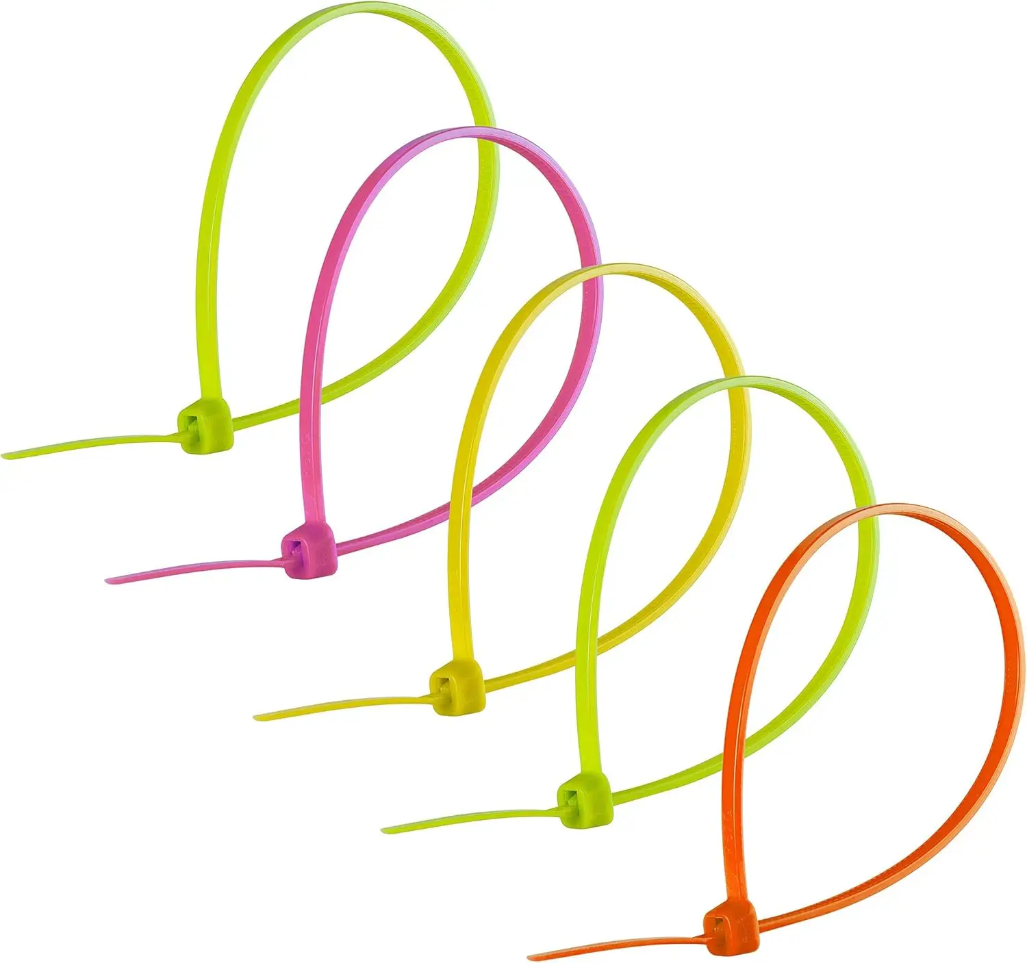 

100 Pack 8-Inch Nylon Zip Ties, 40 Lbs Tensile Strength, Assorted Neon Colors, Self-Locking