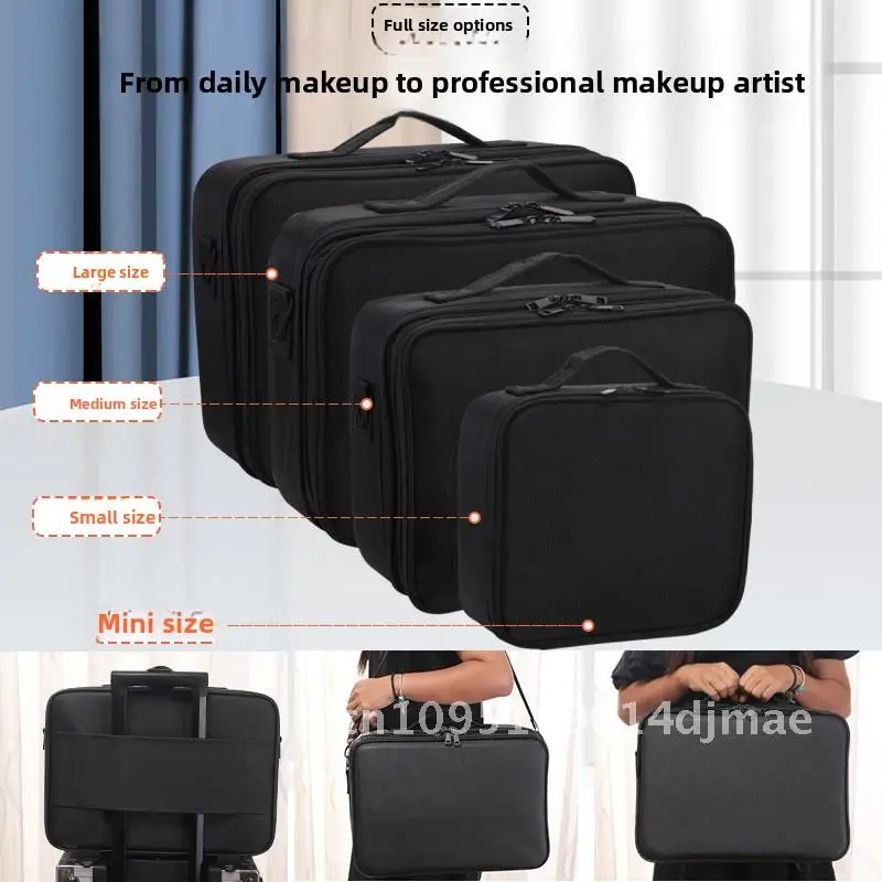 

Large Capacity Oxford Cloth Makeup Bag Portable Partition Toolbox for Tattoo Nail Art Urban Minimalist Solid Color