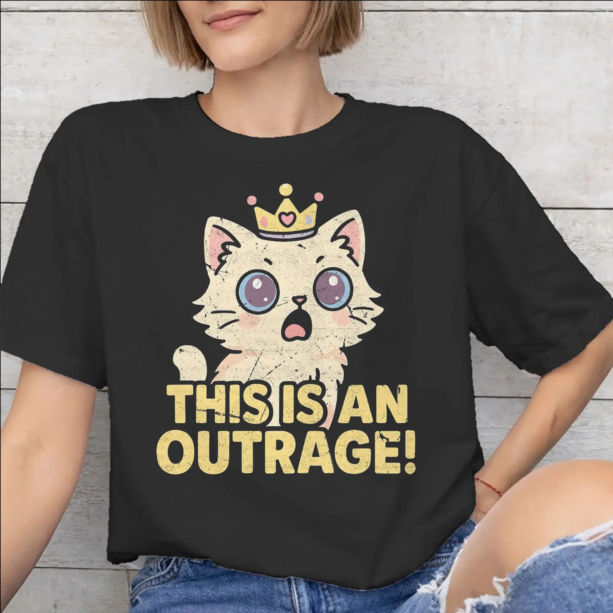 This Is An Outrage Princess Donut Cat  Outfit Men Women T Shirt 100% Cotton Tee Fashion  T-shirt Clothes