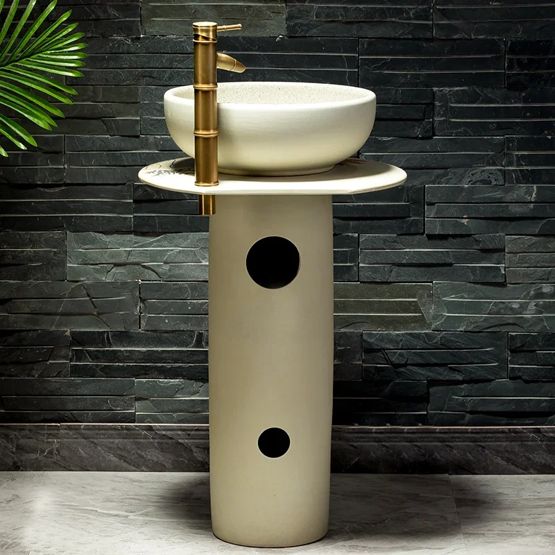 exquisite craftsmanship Column type wash integrated floor retro wash balcony pillar art garden outdoor wash basin courtyard