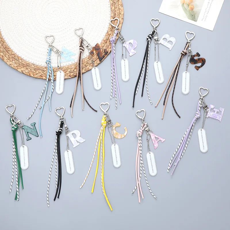 2025 New Cute Keychain Color Letter Keychain Handwoven Rope Backpack Pendant Mobile Phone Case Car Key Chain Accessories Gift