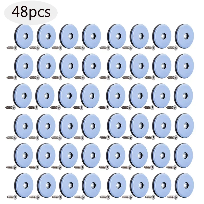 yes48pcs 25mm Round Furniture Sliders Pads With Screw Furniture Slip Mat Table Chair Cabinet Sofa Glides Chair Leg Floor Protect