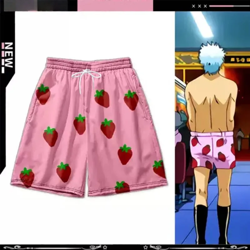 

New Cartoon Strawberry Shorts Loose Casual Pants Summer Thin Beach Pants