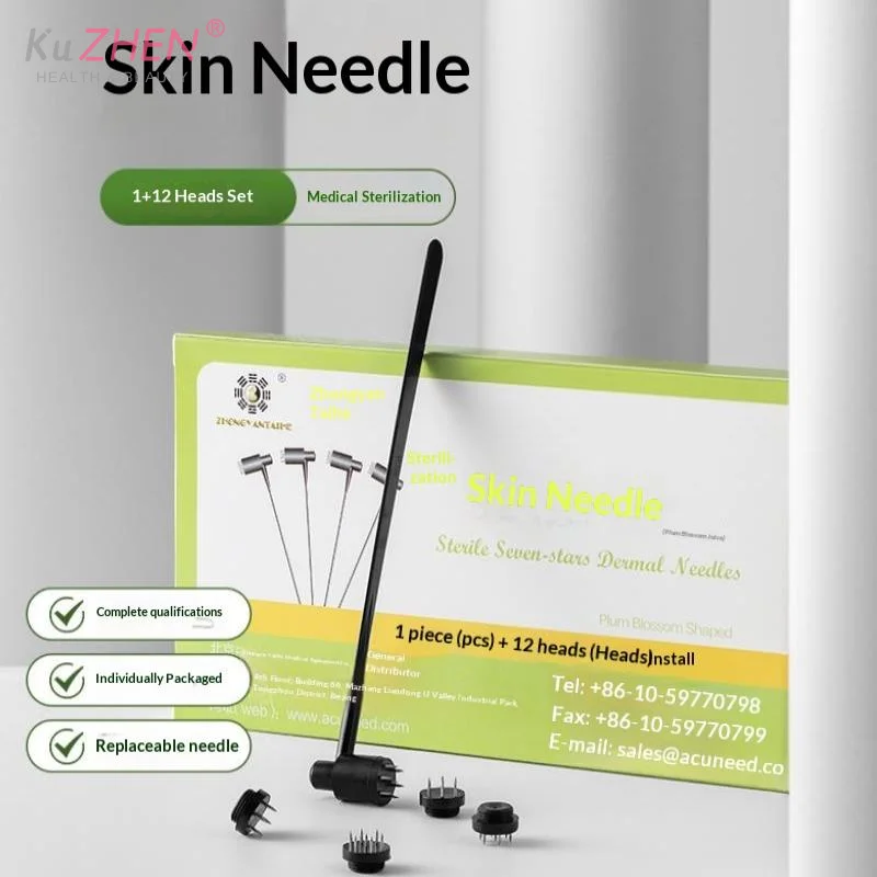 1 paquet de NOUVELLES aiguilles cutanées 1+12 têtes, stériles, à sept étoiles, emballées individuellement, pour soins de la peau et thérapie d'acupuncture