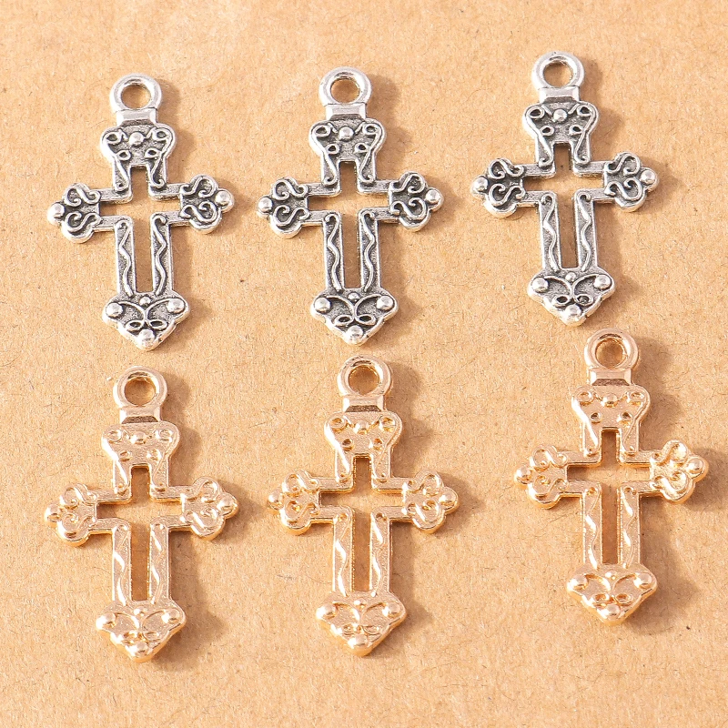 10 Stück Gothic Steampunk Kreuz-Anhänger für Schmuckherstellung, Metallkreuz-Anhänger, DIY-Ohrringe, Halsketten, Bastelbedarf – Detail 1