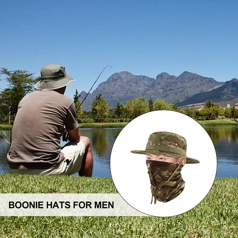 Fishing Hat With Neck Flap Adjustable Boonie Hats Men Breathable Sun Protection Fishing Hat For Men Summer Men's Sun Hat