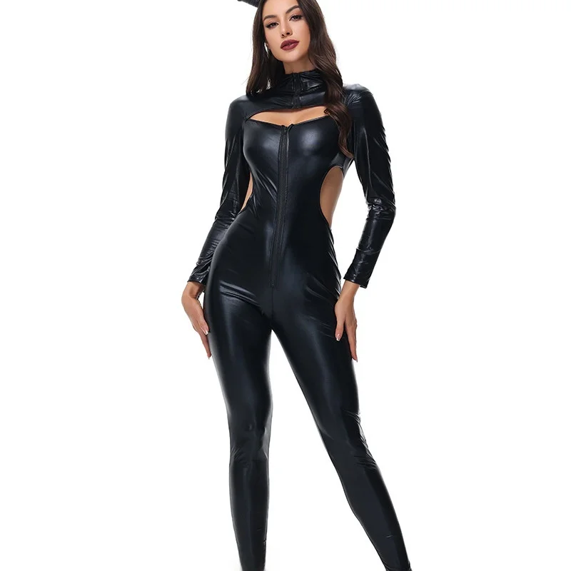 Fsia Sexy de Bruxa Vampira Gótica Preta para loween, Vestido Justo de Uma Peça, Moda Fena para Apresentações de Pa...