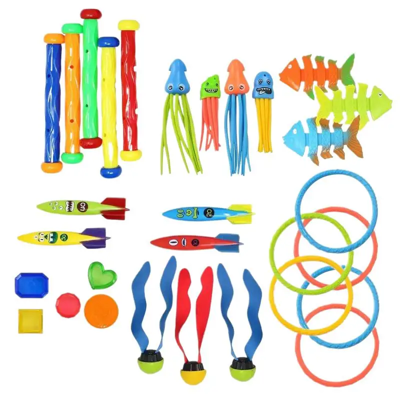 

Diving Pool Toys Toddler Swimming Game Set Multiplayer Colorful Diving Toy Set For Backyard Family Fun Poolside Swim Lessons