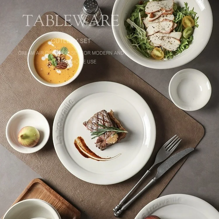 

Скандинавский минималистичный высококачественный керамический набор посуды для домашнего использования — миски, тарелки и посуда для сервировки стейков в западном стиле.