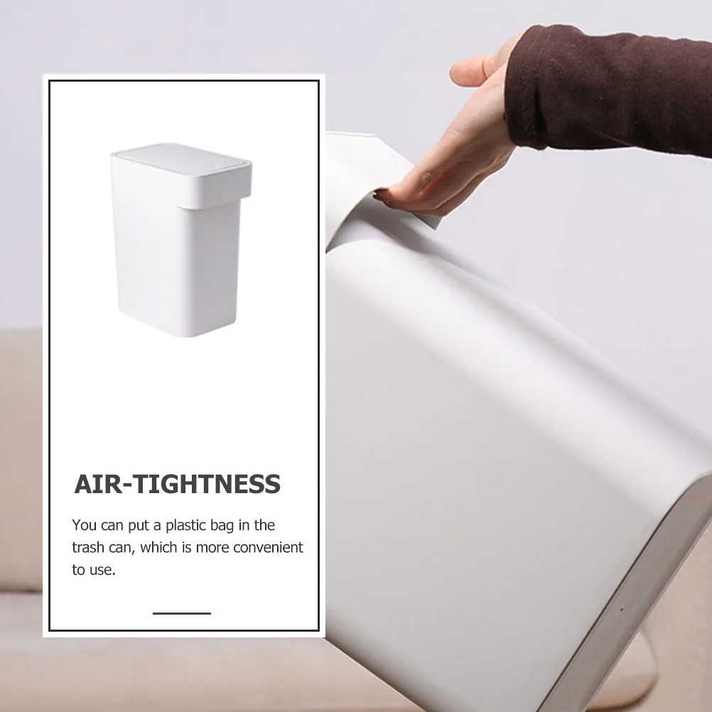 

Sturdy Plastic Trash Can With Lid Press-Type Garbage Container Odor-Proof For Kitchen Home Bedroom Office Use