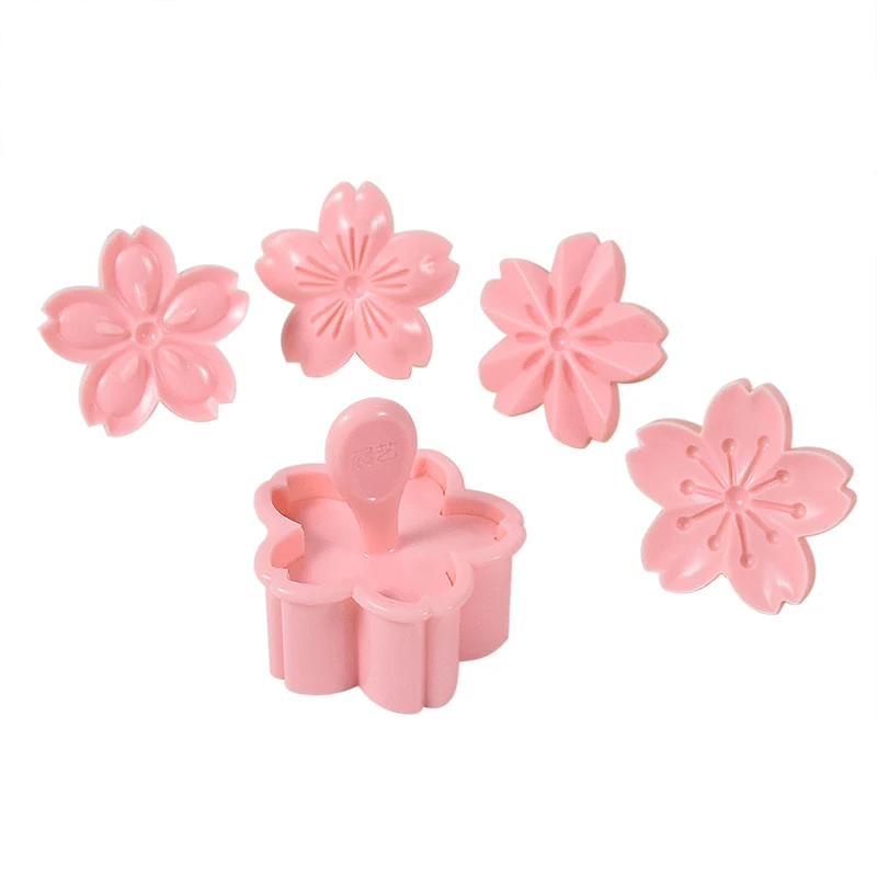 5pcs Sakura Flower Cookie Mold Plastic Cherry Blossom Biscuit Cutters Mold DIY Fondant Cake Decoration Mould Kitchen Baking Tool
