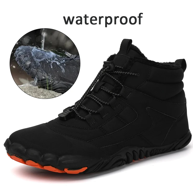 Mens Winter Trekking Snow Boots Fur Lined Winter Snow Boots Water Resistant Shoes Anti-Slip Warm Casual Lightweight Hiking Boots