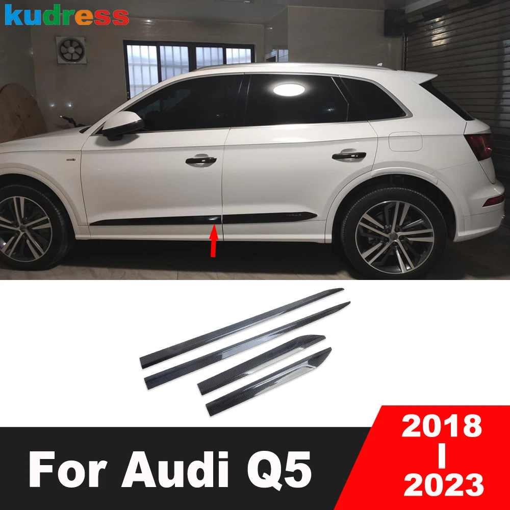 

Накладка на боковую дверь для Audi Q5 2018-2023, карбоновая декоративная накладка на дверную панель, молдинг, аксессуары для автомобиля