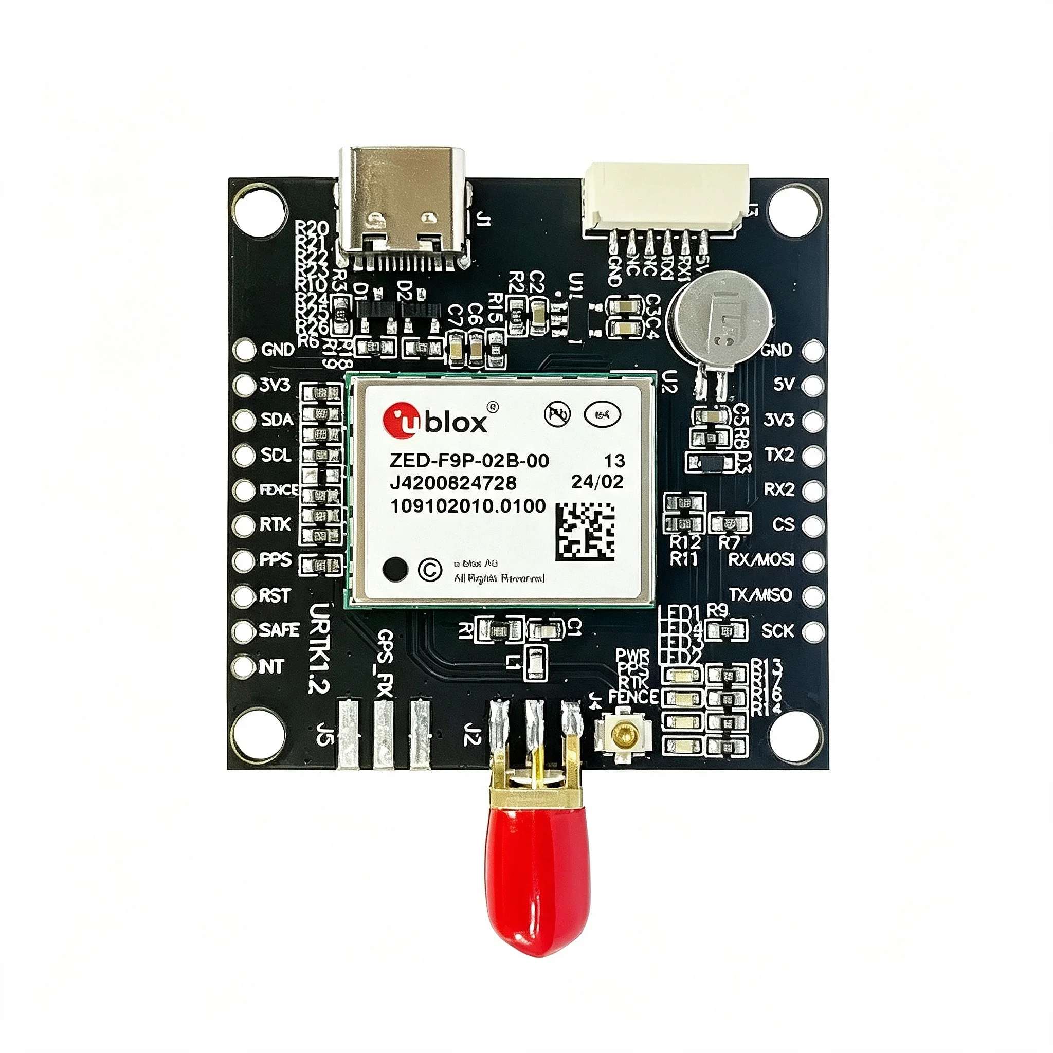 ZED-F9P-02B-00 RTK GNSS Receiver Board Multi-band GPS module with SMA USB interface for drone robot mapping