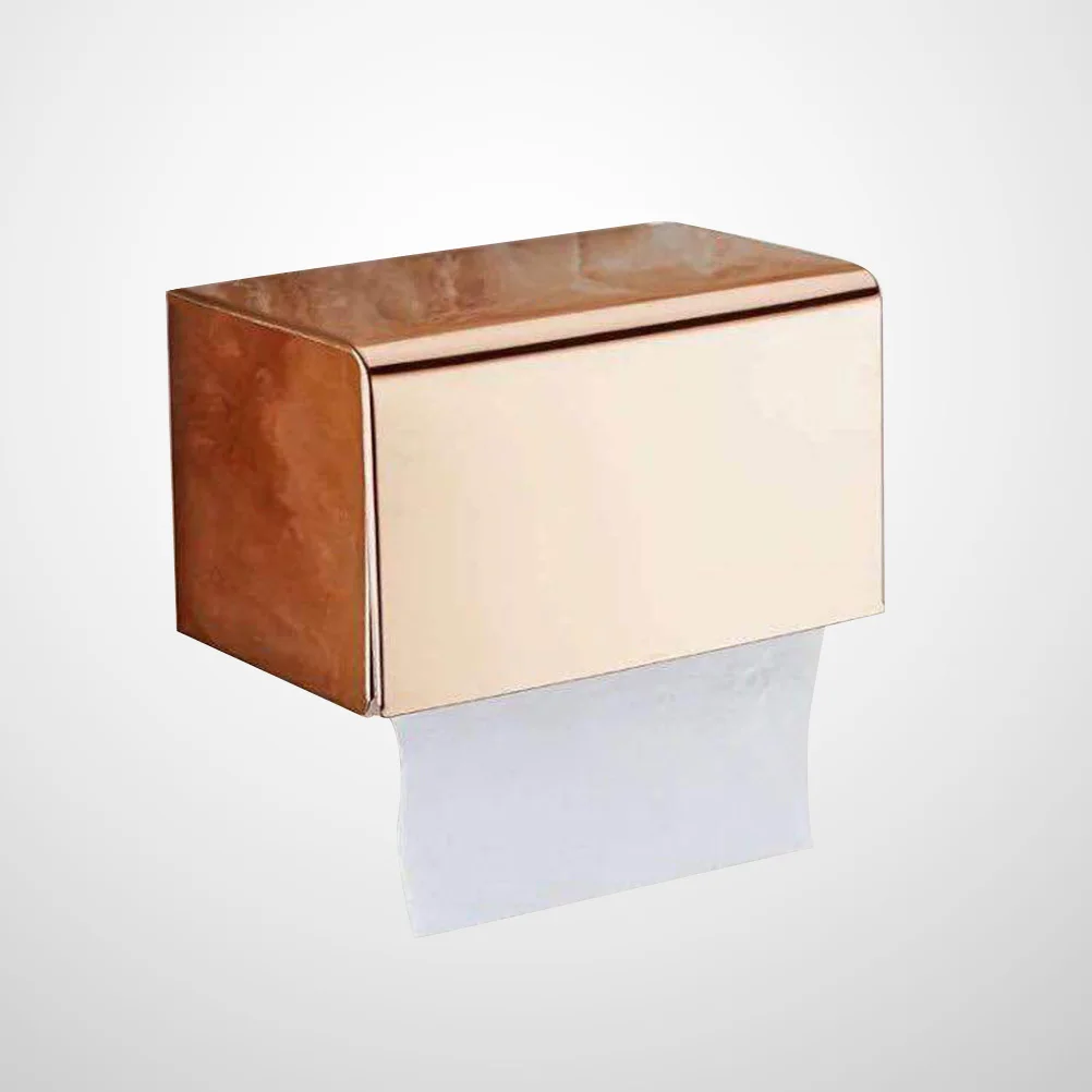 

Stainless Steel Tissue Box Holder Rose Gold Wall Mounted Bathroom Storage Organizer Double Roll Toilet Paper Holder For